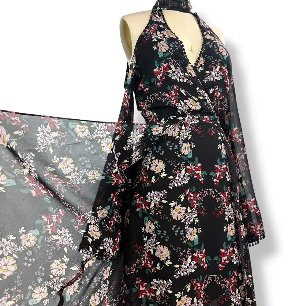 New w/Tags NICHOLAS pure silk floral flowing Goddess cold shoulder dress - Picture 15 of 16